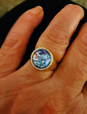 Gold Stainless Ring| Multicolored Crushed Glass