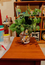 9.5” Tall X 6” Ceramic Mosaic Planter