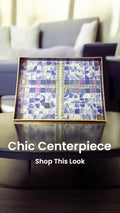 Artisan Ocean Blue Mosaic Serving Tray with intricate tile design, perfect for serving snacks or display.