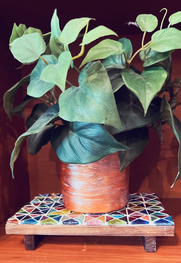Mosaic Plant Stand | Kitchen Riser | Plant Riser | Decor Riser | Decorative Stand | Mosaic Plant Gift | Colorful Tile Gift | Table Riser
