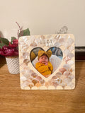 Mother of Pearl personalized photo frame with intricate design and customizable engraving, ideal for special keepsakes.
