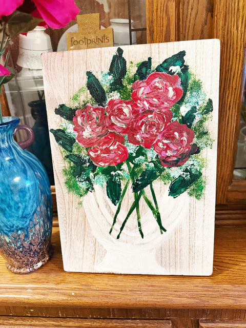 Hand painted Hearts Wooden Checkerboard Coffee Table Tray