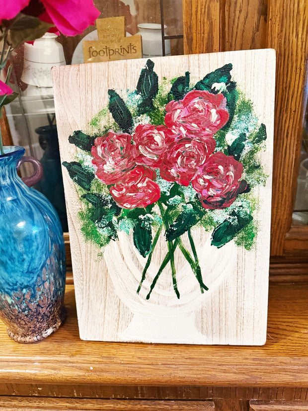 Hand painted Hearts Wooden Checkerboard Coffee Table Tray