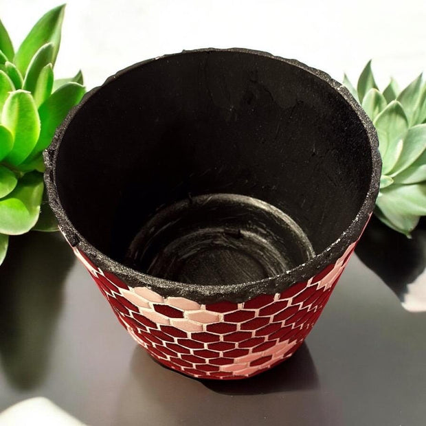 Black and White Planter | Mosaic Planter | Tile Plant Pot | 12” Planter | Decorative Planter | Boho Planter | Maximalist Planter