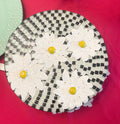 Daisy floral mosaic design cake plate with colorful flower pattern, made by My Store. Elegant ceramic serving plate for desserts.