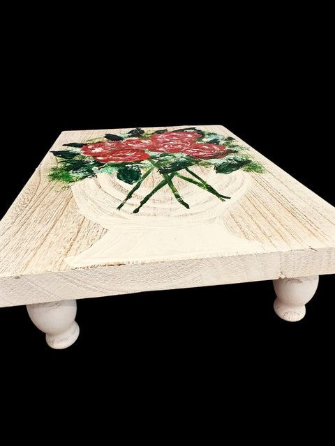 Hand painted Hearts Wooden Checkerboard Coffee Table Tray